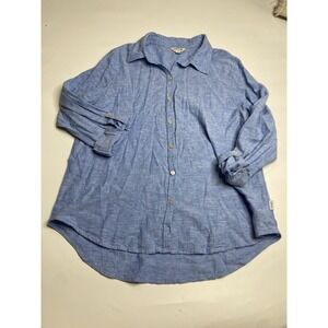 Orvis Cool‎ Comfort Linen blend Button Down Shirt Womens Size Large Beach Cover